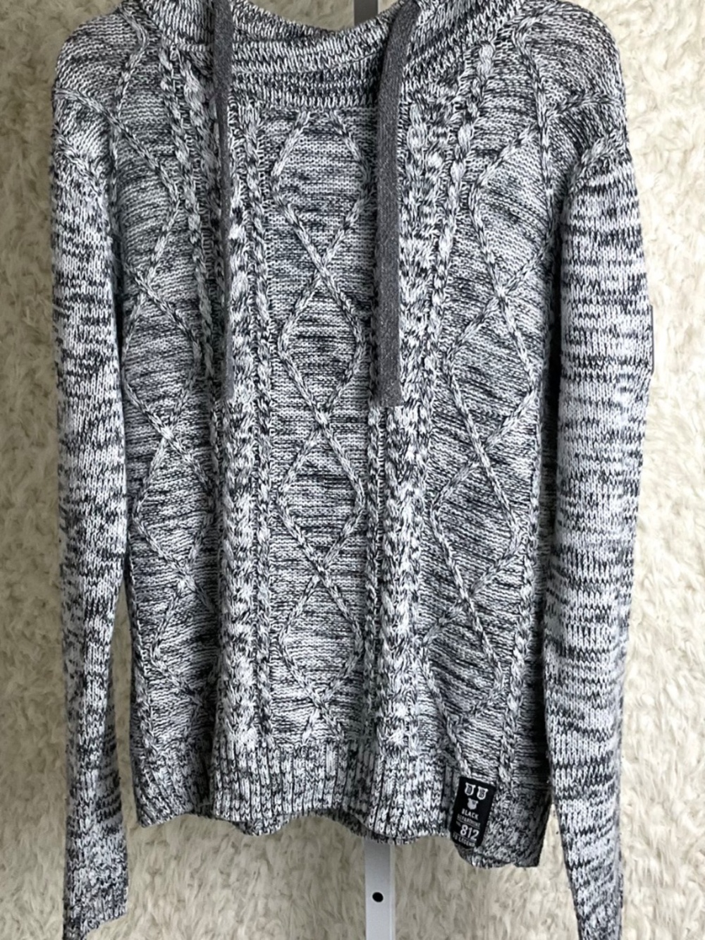 DARK BLACK BRAND WOMEN'S GRAY/BLACK HOODIE SWEATER~SIZE LARGE TALL! - Picture 8 of 9